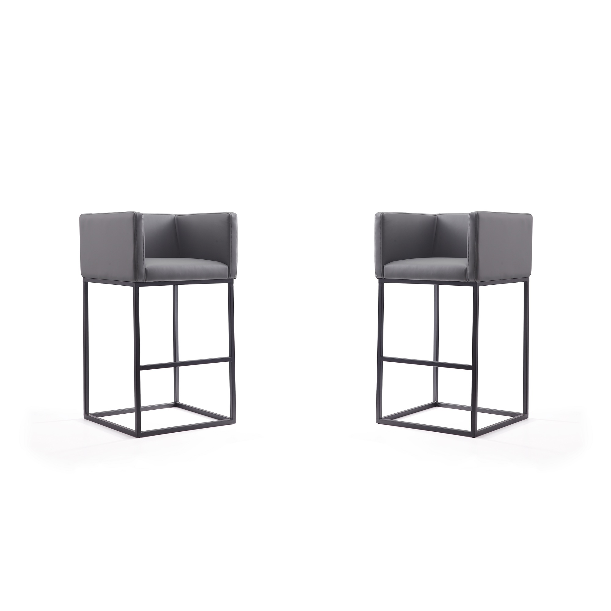 Manhattan Comfort, Embassy 38in. Grey and Black Metal Stool Set of 2 Primary Color Gray, Included (qty.) 2 Model# 2-BS018